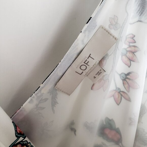 Loft Maxi Dress White Floral Sundress Wallpaper Sleeveless Blouson V-Neck Size 4 - Picture 6 of 9